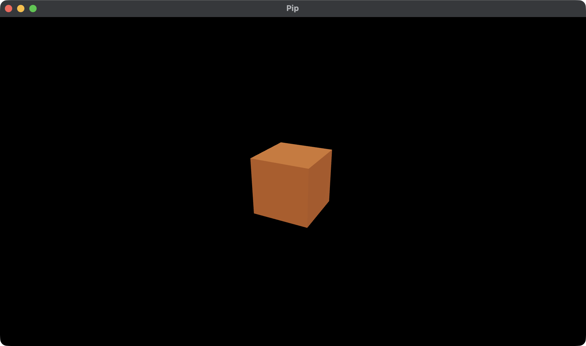 The chapter 1 window: an orange cube on a black background